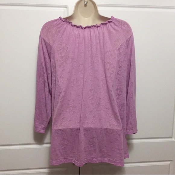 🚫SOLD🚫NY & Co Lavender Button Peasant Blouse - Picture 5 of 8